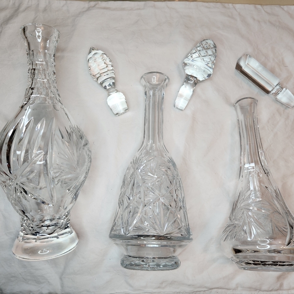 Vintage Starburst Crystal Decanter Set
